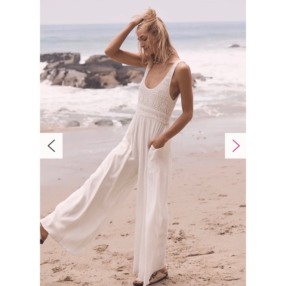 Free People Soleil Ivory Crochet Jumpsuit
